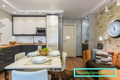 Mutfak tasarımı oturma odası 13 m² - fotoğraflı iç fikirler