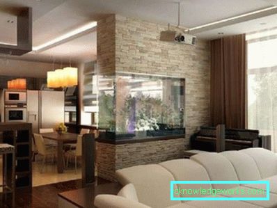 Özel ev fotoğrafında, oturma odası ile birleştirilmiş mutfak tasarımı