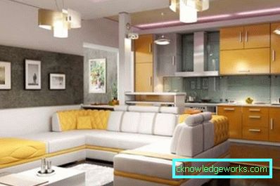 Özel ev fotoğrafındaki oturma odası ile birleştirilmiş mutfak tasarımı