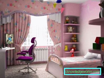 Bir kız çocuğu için küçük bir çocuk odası tasarlayın - fotoğraflar ve kayıtla ilgili ipuçları