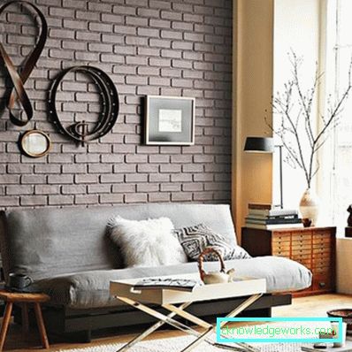 59 tuğla oturma odası - 75 fotoğraf