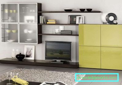 Modern tarzda oturma odasında TV'nin altındaki duvarlar (50 iç mekan fotoğrafı)