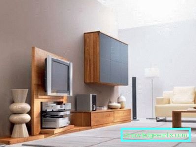 Modern tarzda oturma odasında TV'nin altındaki duvarlar (50 iç mekan fotoğrafı)